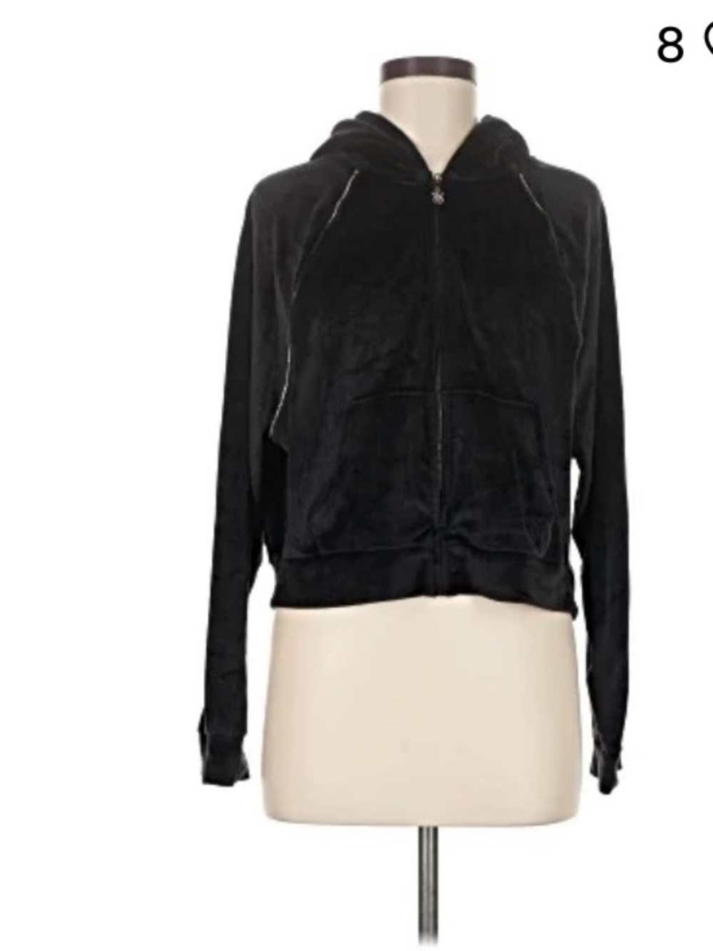 Victoria's Secret Black Velour Zip Hoodie